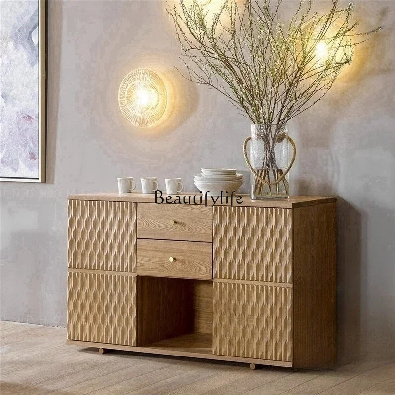 

jj *Modern pastoral dining side cabinet for home use Japanese-style solid wood storage simple Nordic storage side cabinet
