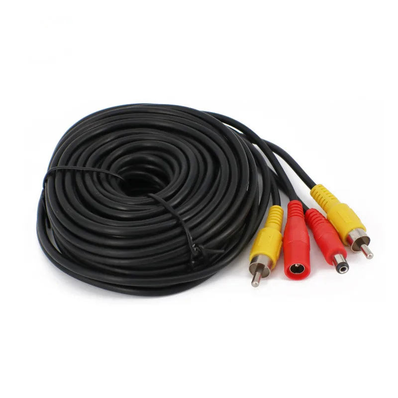 5 10 20 Meters DC Power RCA AV Video 12V Extension Cable for Car Truck Bus Parking Home Security Surveillance CCTV Camera