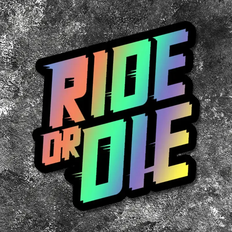 1 ピース RIDE OR DIE オートバイ＆自転車 - 防水ビニールネオンレインボーステッカー（RIDE OR DIE）マウンテンバイク用