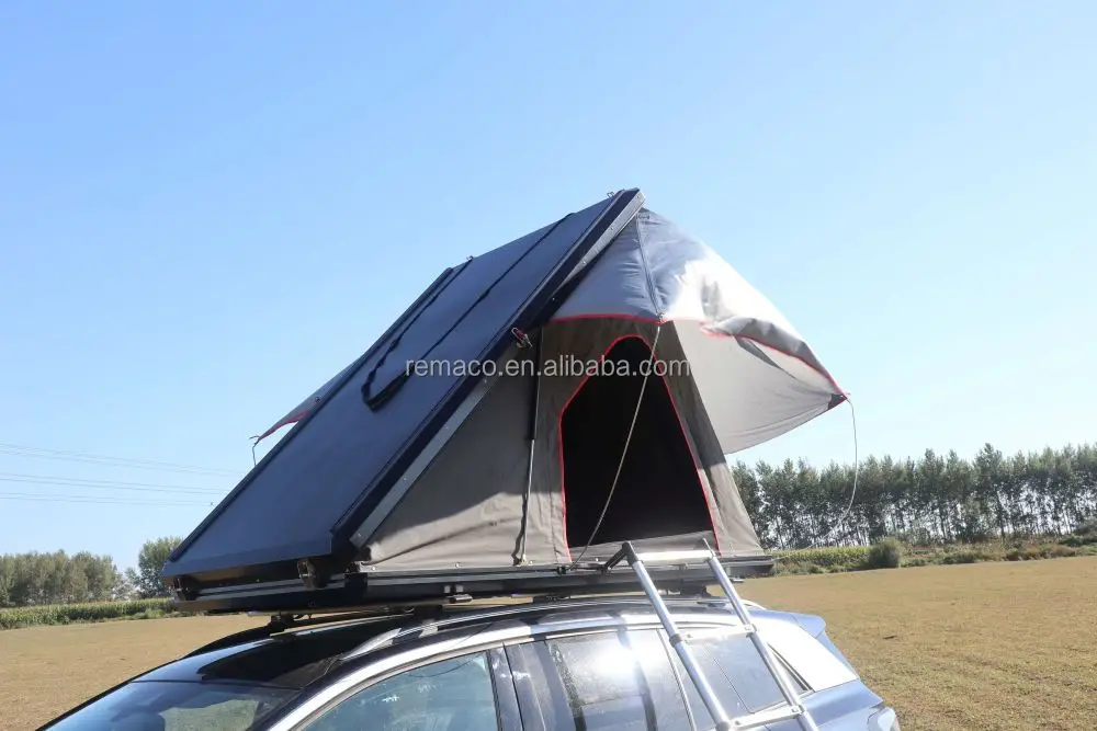 Hot Sale Uk Camper Triangle Hardshell RTT Super Lightweight Hard Shell Car Roof Top Tent With Rack