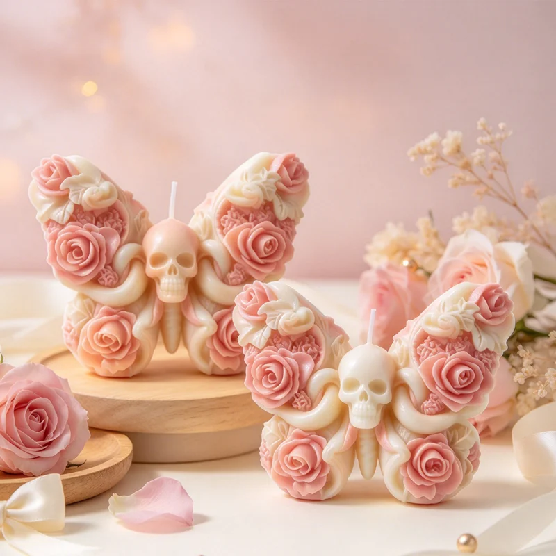 3D Skull Rose Hand Candle Silicone Mold DIY for Halloween Aroma Plaster Gypsum Resin Wax Craft Home Decor Gift