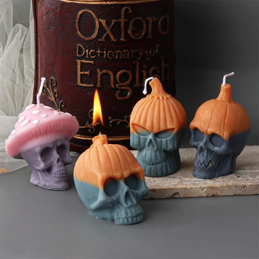 

Halloween Pumpkin Mushroom Head Candle Silicone Mold Handmade Aromatherapy Candle Expansion Gypsum Decoration Gift Handmade