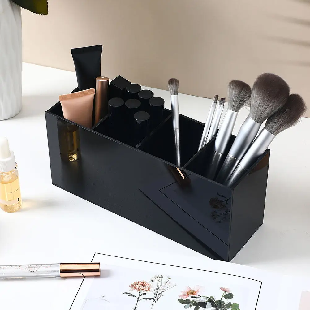 

Компактный акриловый органайзер с 4 отделениями для ручек и карандашей, подставка для кистей для макияжа, стакан для хранения на рабочем столе, для офиса, дома, ванной комнаты