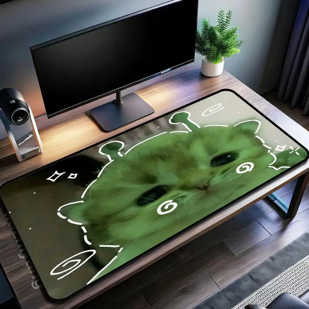 Gaming Mouse PadGreen & Moon Surface Design, Non-Slip Rubber Base,  Large Desk Mat for PC Gamers, Office & Home, Sci-Fi Lover