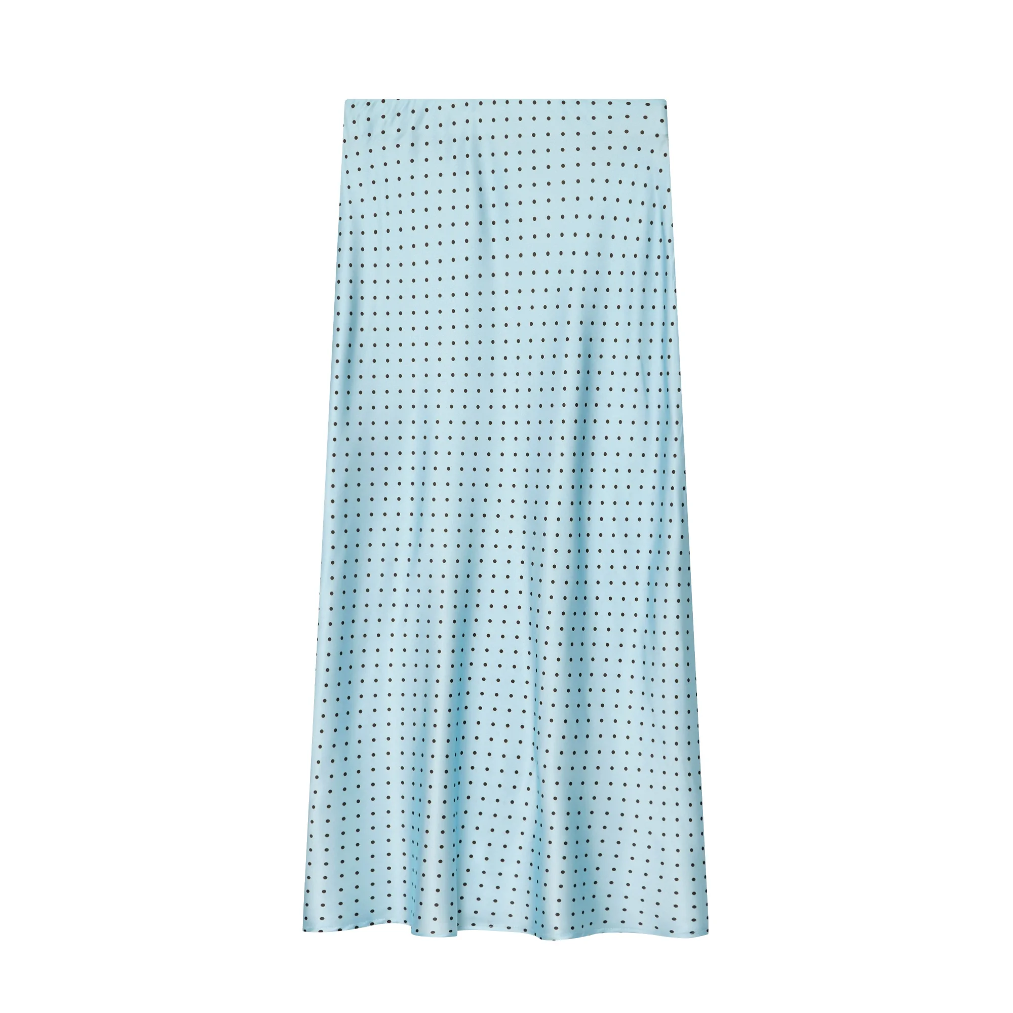 Eleganter Gepunkteter Satin-Midirock für Damen Hochgeschnittener Schicker Streetwear Sommer Neue Mode Damen Elastischer Hochbund-Rock – Detail 11