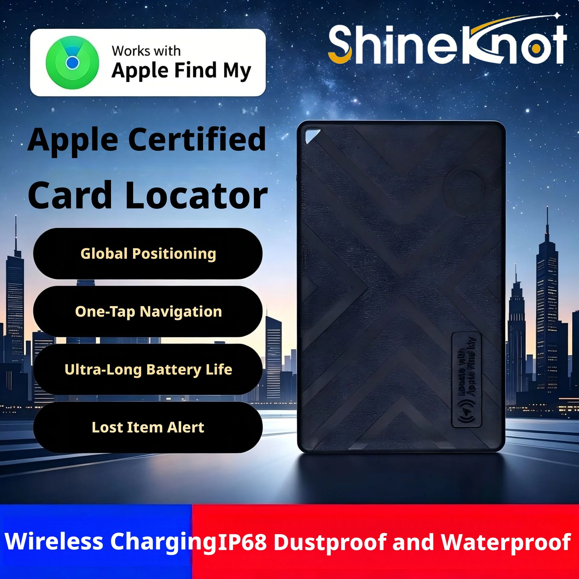 SHINEKNOT Card Anti Loss Device Card Locator Wallet Passport Anti Loss Positioning Card Luggage Key Anti Loss Positioning Card