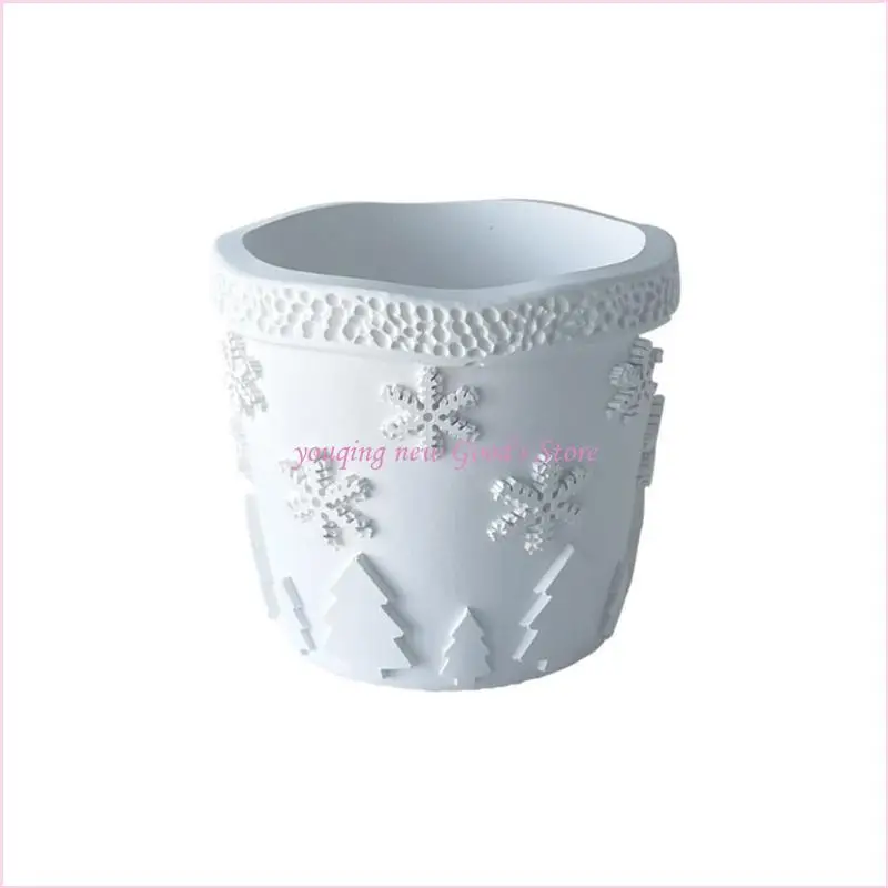 57QA Xmas Flowerpot Silicone Mold Planter Concrete Mold Pen Holder Mold