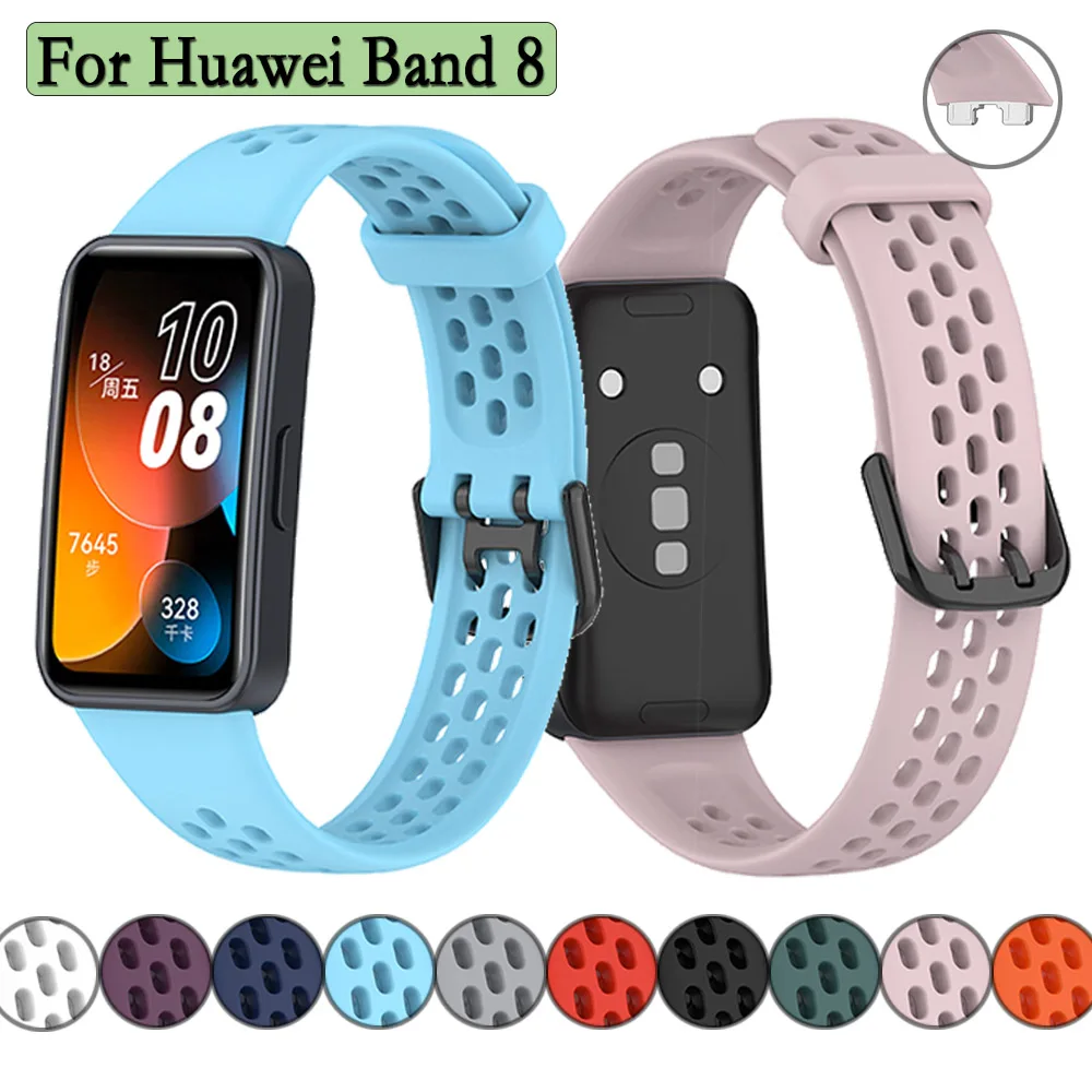 New Silicone Watchbands For Huawei Band 8 Smart Watch Sport Strap Wristband Replacement Bracelet Watch Accessories