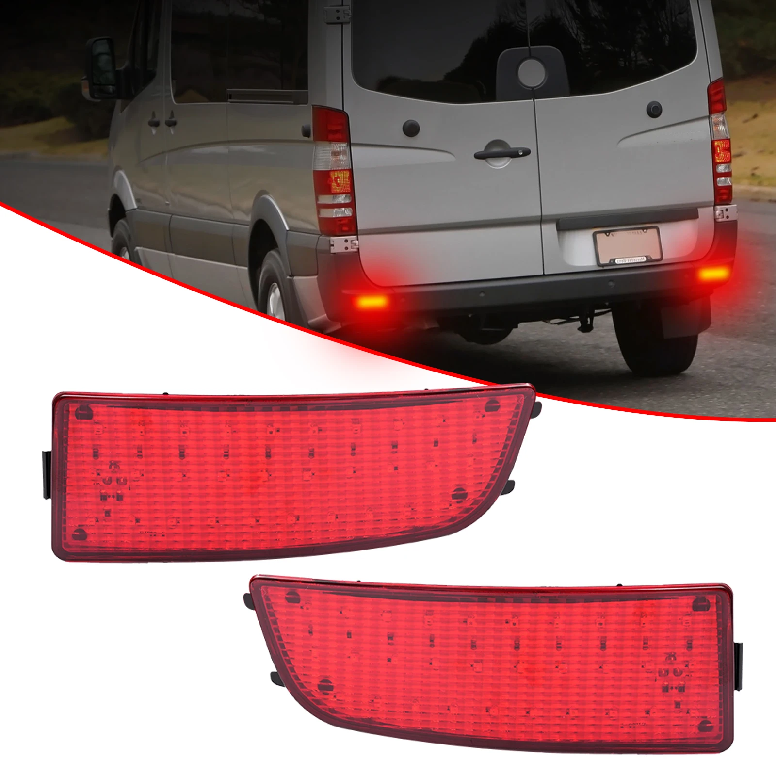 

1 Pair LED Rear Tail Brake Lamp Rear Bumper Reflector Light For Mercedes Benz Dodge Sprinter W906 2006-2016 Car Accessories RED