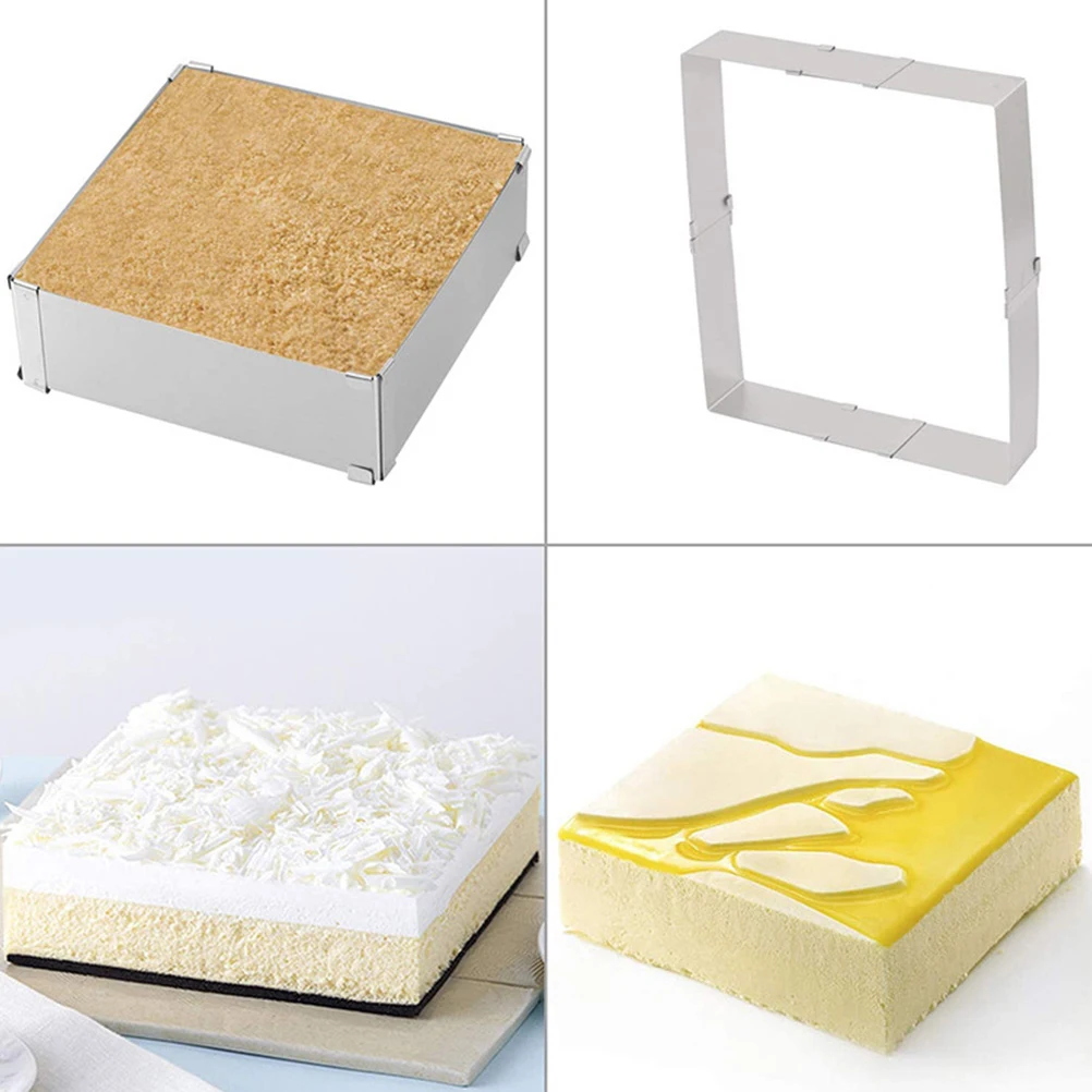 

2pcs Stainless Steel Square Cake Mold Non-Stick Baking Mold Heat Conductive Easy Demoulding High Temp Resistance Kitchen
