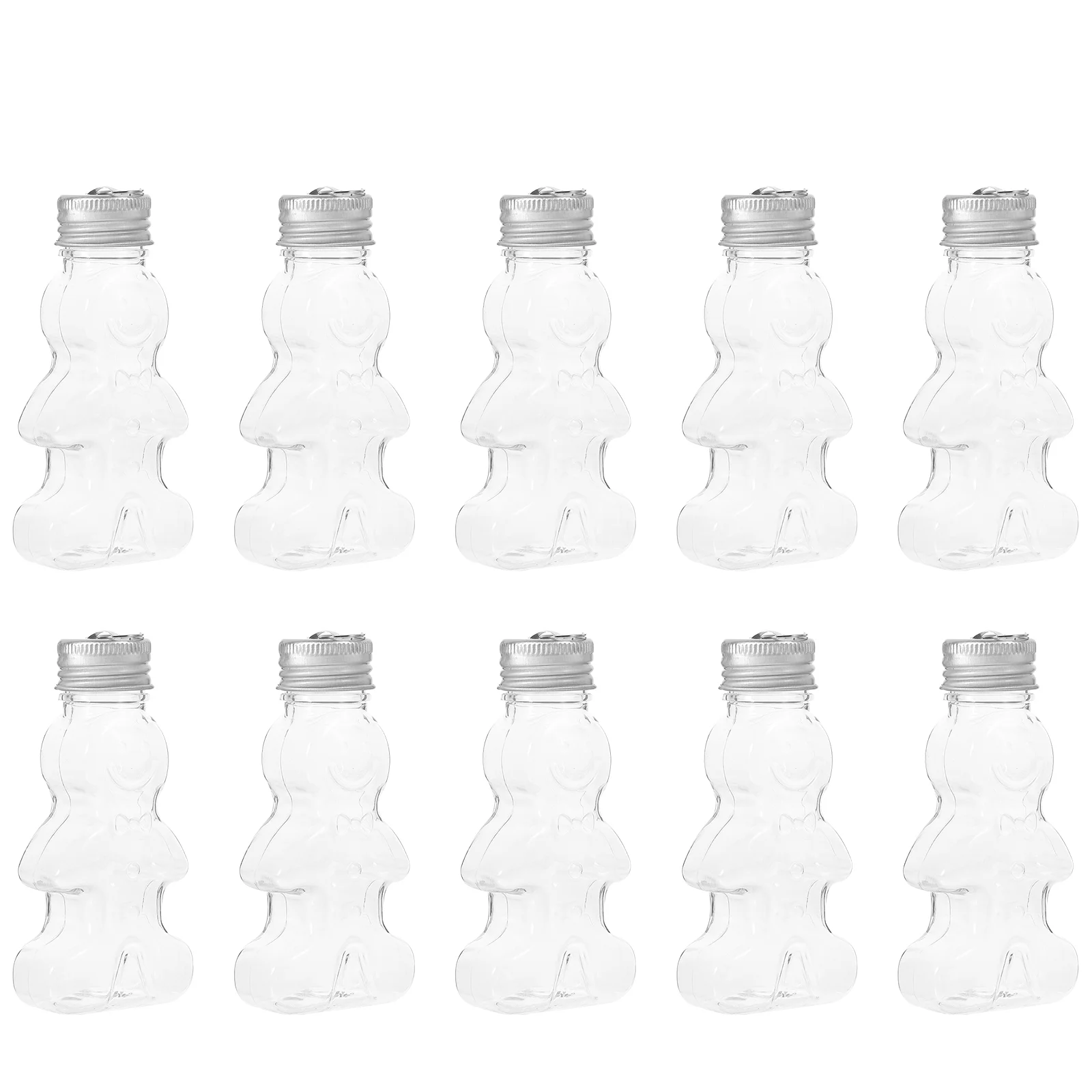 Mini Drink Bottles Gingerbread Man Christmas Water Candy Jar Milk Tea Clear Silver Containers