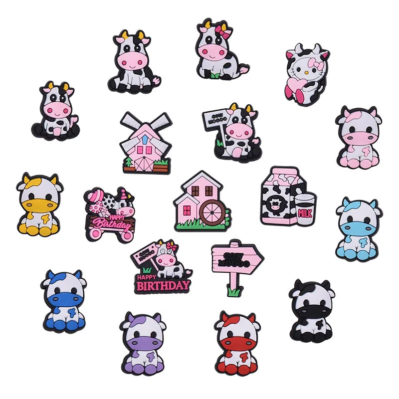 colorful cow PVC shoe Charms Slippers Buckle combination Fit Wristbands accessories Decoration Bands gift unisex party