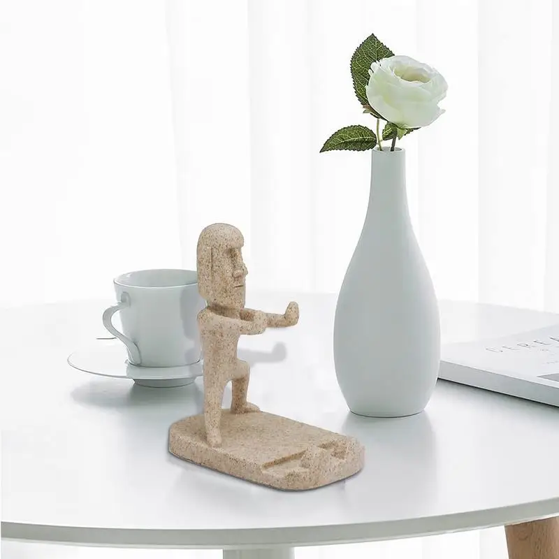 Funny Phone Stand for Desk Easter Island Statue Phone Holder Funny Smartphone Holder Cute Figurine Decor for Cell Phones Tablets