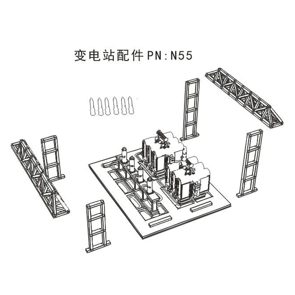 Modelo de subestação de energia diorama em escala n, acessórios de layout ferroviário de construção industrial, kit transformador de subestação elétrica