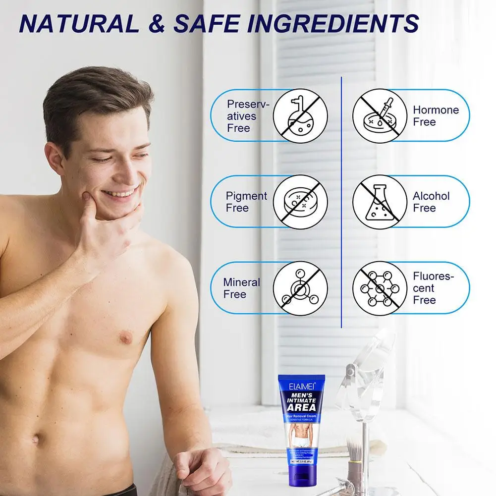 

Intimate Hair Removal Cream For Men Depilatory Cream Genitals Painless Hair Remover Cream Private Areas Body Underarms 60g F9H9