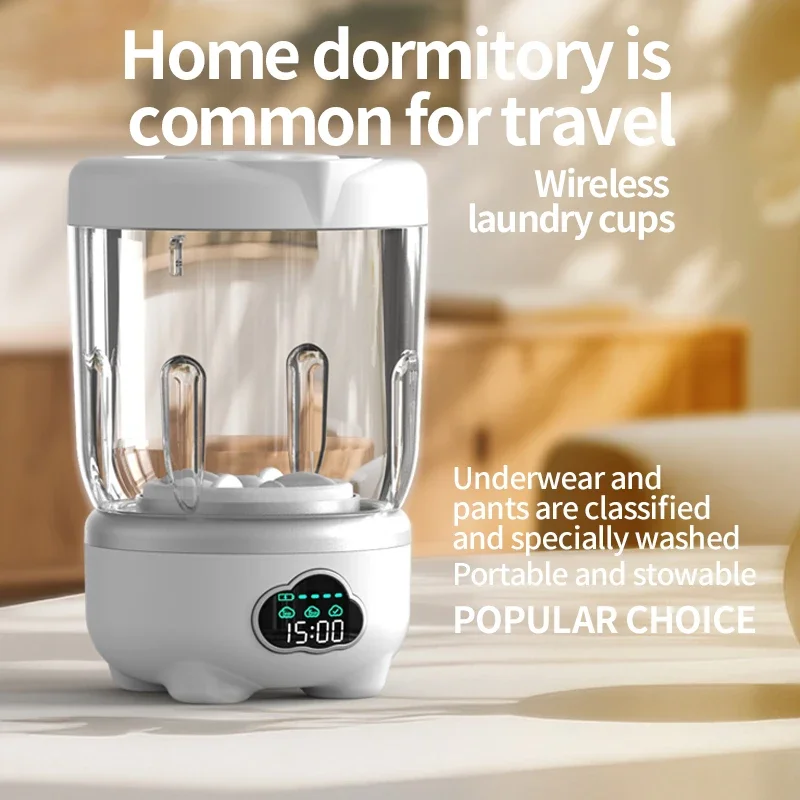 

Portable Mini Wireless Laundry Cup - Smart Multi-Mode Washing Ball for Travel/Dorm, Type-C Charge, Family Use (No Electricity)