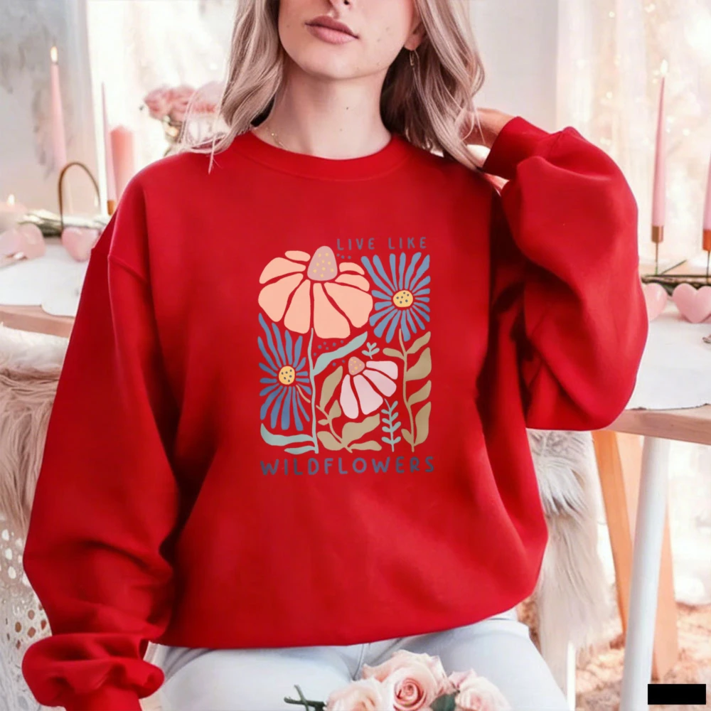 

Женская толстовка с цветочным принтом в стиле бохо, осенне-зимняя, теплая, с длинными рукавами, модная, повседневная, с круглым вырезом