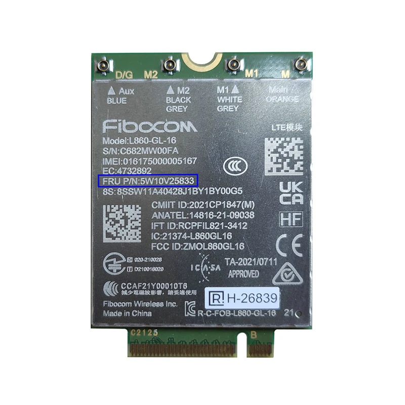 Fibocom L860-GL-16 5W10V25833 LTE Cat16 Module for Thinkpad X1 Carbon 10th X1 Yoga 7th P16 X1 Nano T14 T16 X13 P14 Gen Laptop