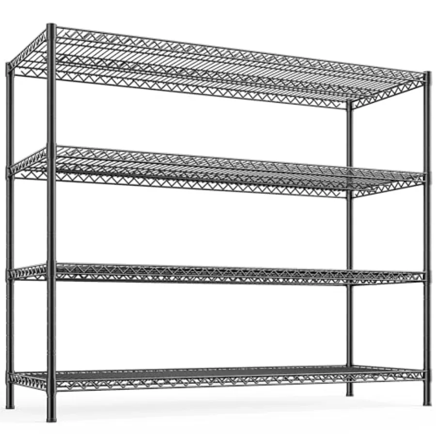 

Стеллажи для хранения 2560 фунтов (1160 кг), металлический стеллаж 55,5 дюймов (140 см) шириной, 4-ярусный проволочный стеллаж, коммерческий регулируемый стеллаж для гаража, сверхпрочный для хранения