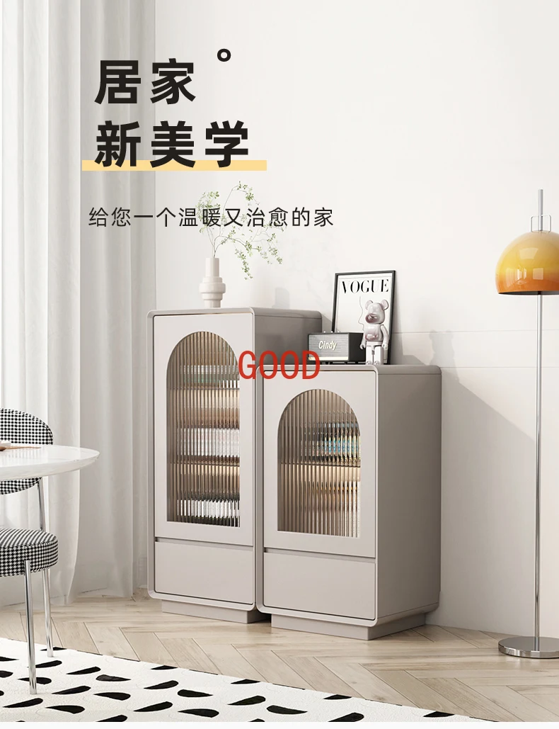 

Cream Style Solid Wood Wine Sideboard Side Cabinet Storage Multi-Functional Wall Glass of Tea Coffee Cabinet