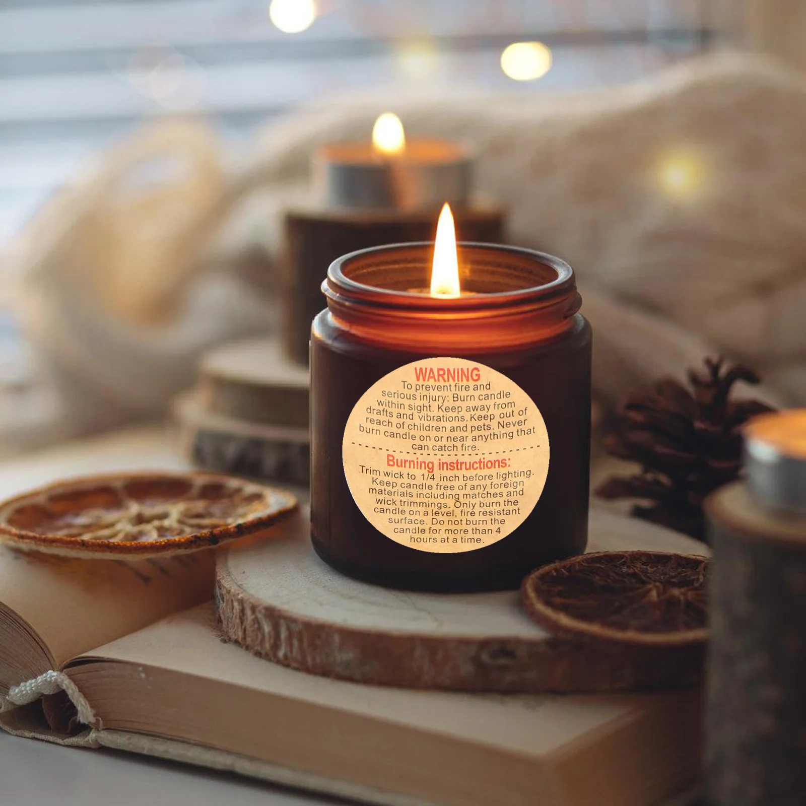 Snuffer Warning Sticker Round Stickers Wax Melt Safety Clear Thermal Labels