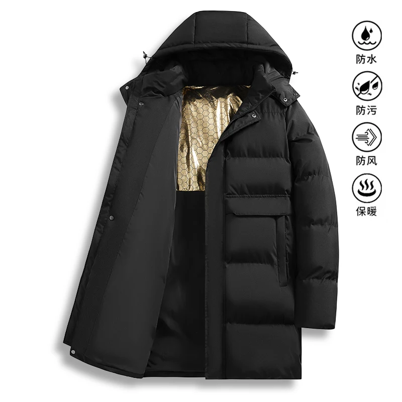 

Men Oversized Brand Parkas Hooded Male Loose Autumn Winter Men Hooded Zip Up Long Sleeve Solid Color Korean Cotton Parka Coats