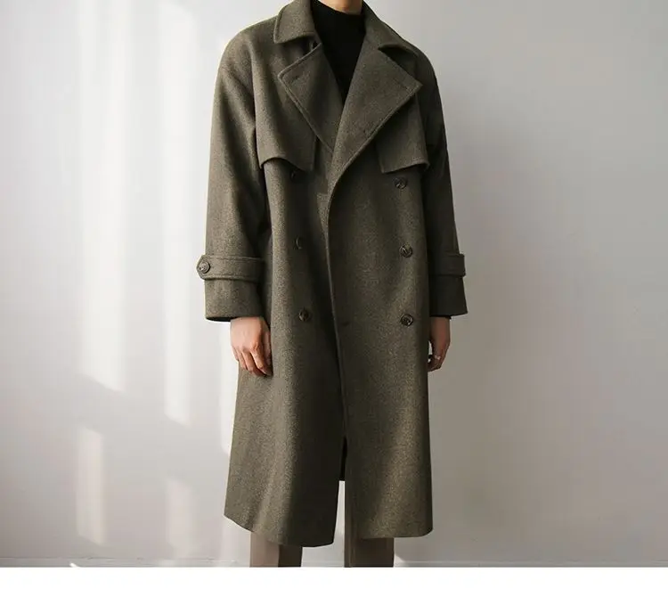 

Мужское пальто из шерстяной смеси, темно-синее, с приталенным рукавом, традиционное, стандартное, обычное,