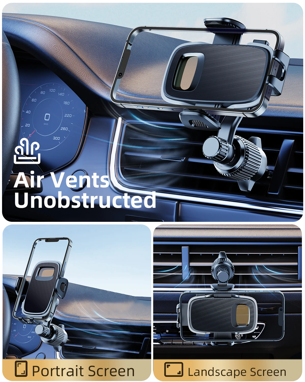 Oatsbasf Car Air Vent Clip Phone Holder Adjustable for 4.7-6.8'' Device with Extendable Arm Phone Stand Universal for iPhone