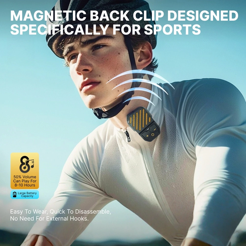 مشبك يمكن ارتداؤه على سمّاعات بلوتوث مكبر صوت محمول بلوتوث مع ميكروفون للمكالمات بدون استخدام اليدين وقت تشغيل 10 ساعات هدايا صغيرة للرجال