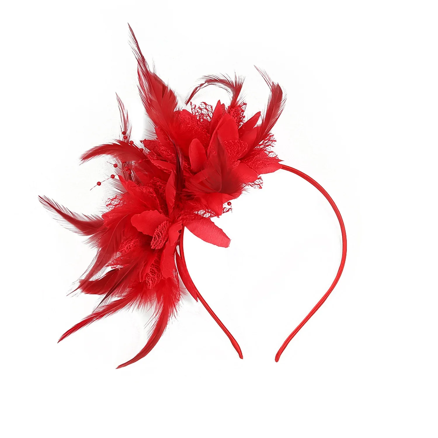 2025 New Women Charming Fascinators Headband Flower Feather Mesh Yarn Cocktail Tea Party Alice Headwear Wedding Hair Accessories