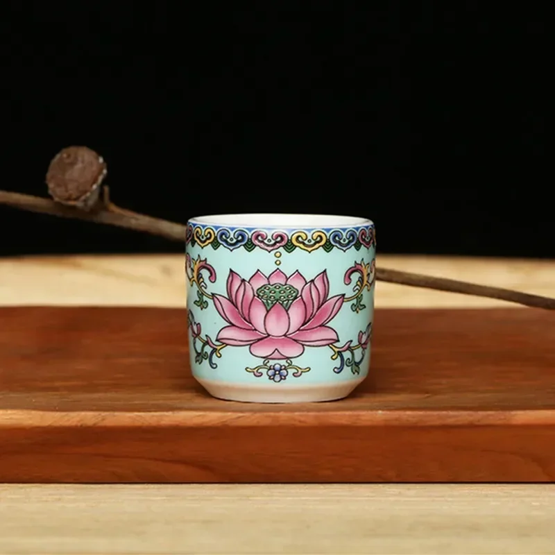 3pcs Buddha Hall Worship Small Water Cup Traditional Ceramics Lotus Cup Guanyin Enshrine Table Decoration Buddhist Supplies