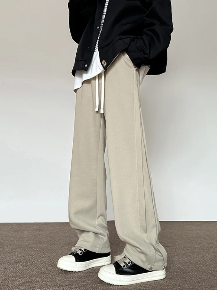 

Мужские повседневные брюки прямого кроя в стиле деконструктивизма, весна-осень, американский уличный стиль, хип-хоп, свободные широкие брюки