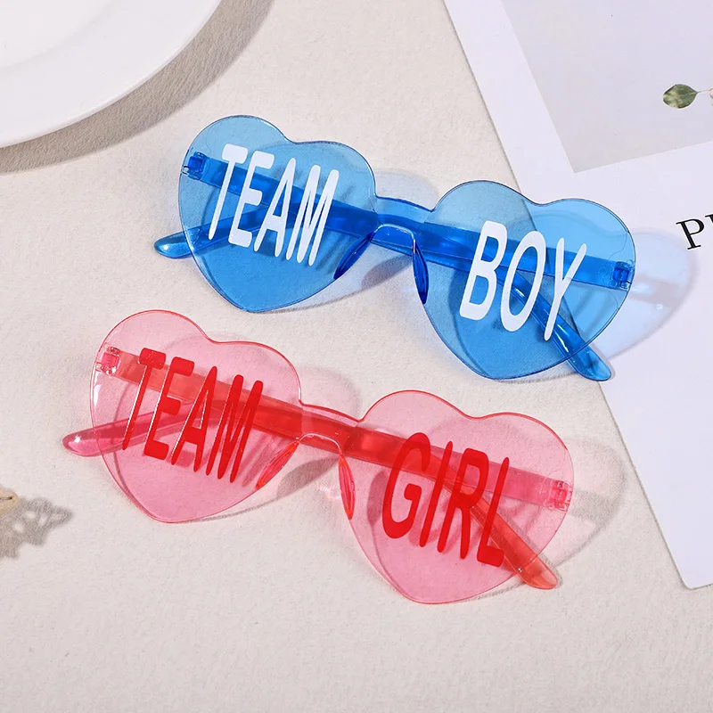 Gender Reveal Team Boy Team Girl Glasses Blue and Pink Frameless for Gender Reveal Party Favor Gifts Decoration Photography Prop