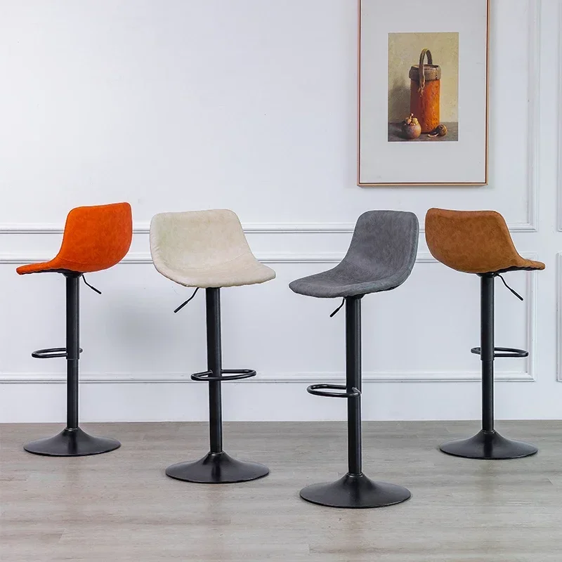 Nordic Wrought Iron Bar Stool – Light Luxury Lift Design, Scratch-Resistant Leather Seat for Cafe & Home Bar