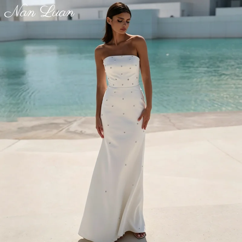26 Styles Strapless Matte Satin Mermaid Wedding Dress Full Backless Chapel Train Bridal Gown Vestidos de Novia Customized