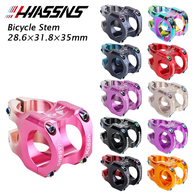 HASSNS HA35 Mtb Stem Mountain Bike Table Short Stem 35MM Bicycle Bridge 31.8 Power Handlebar Stem Riser Cycling Adjustable Rod