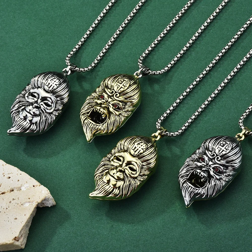 Ретро и мощное мужское колье с тематикой Heavenly Sage Sun Wukong, carrying a thought.