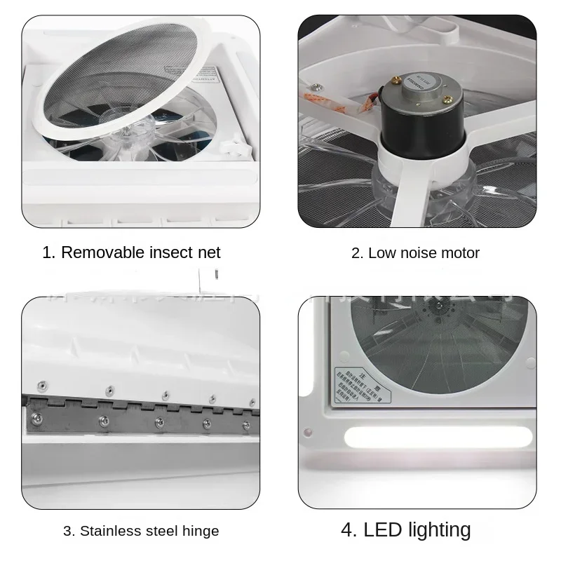 Suitable for Skylight with Light Exhaust Fan 280 * 280mm Hole RV Overhead Modified Pieces Motor Caravan Ventilator