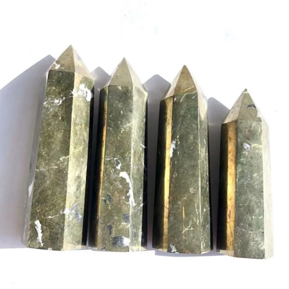 

Natural Rare Copper Pyrites Wand Healing Crystals Tower Six Siege Point Minerale Gemstone Obelisk Crystal Point Reiki Chakra 1pc