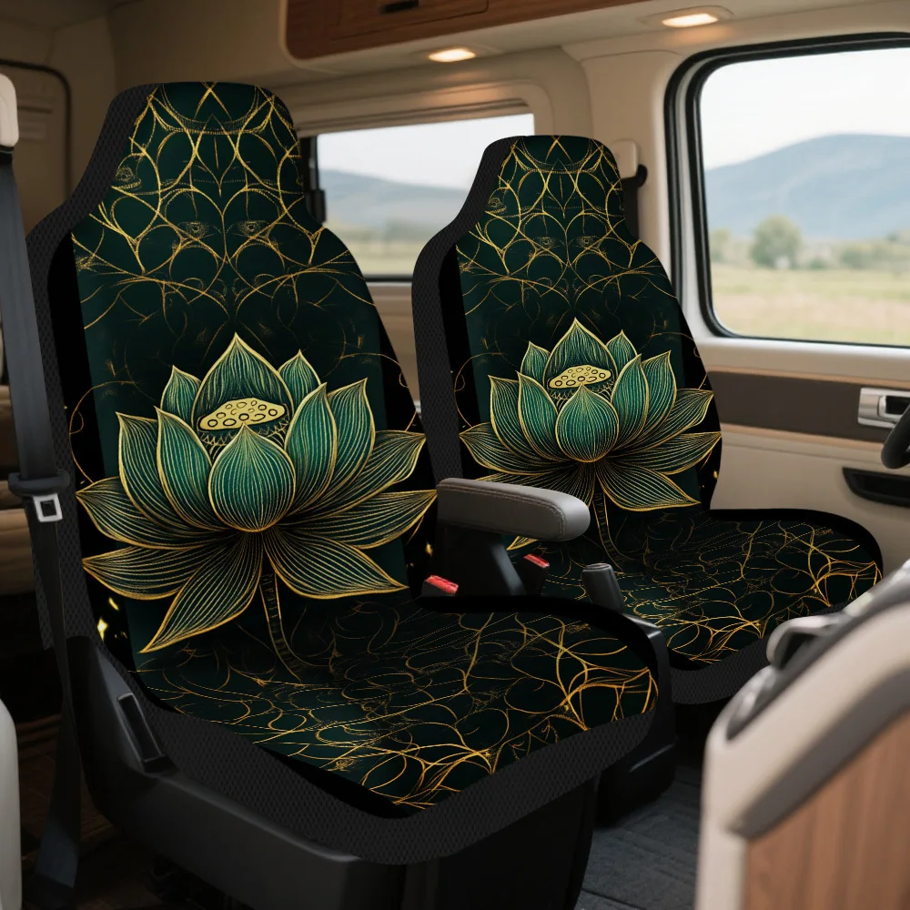 2pcs Golden For Lotus Elegance Car Seat Covers - Durable, Universal Fit For Front Seats, Safe Protection For Men & Women Driving