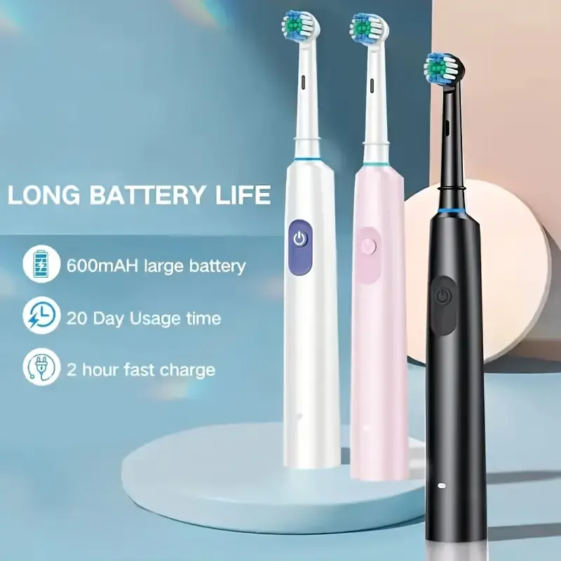 Electric Toothbrush Rotary Rechargeable Electric Toothbrush for Adults Rotating Electric Toothbrushes with 8 Soft Brush Heads