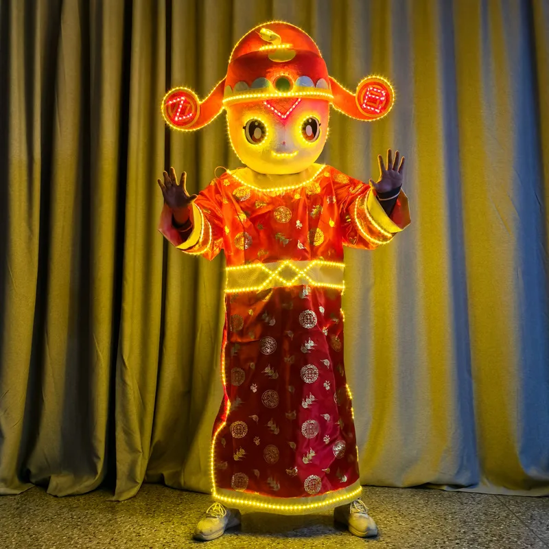 

LED Year of the Snake God of Wealth Cartoon Doll Clothing Doll Cartoon Clothing Zodiac Year of the Snake Mascot Performance