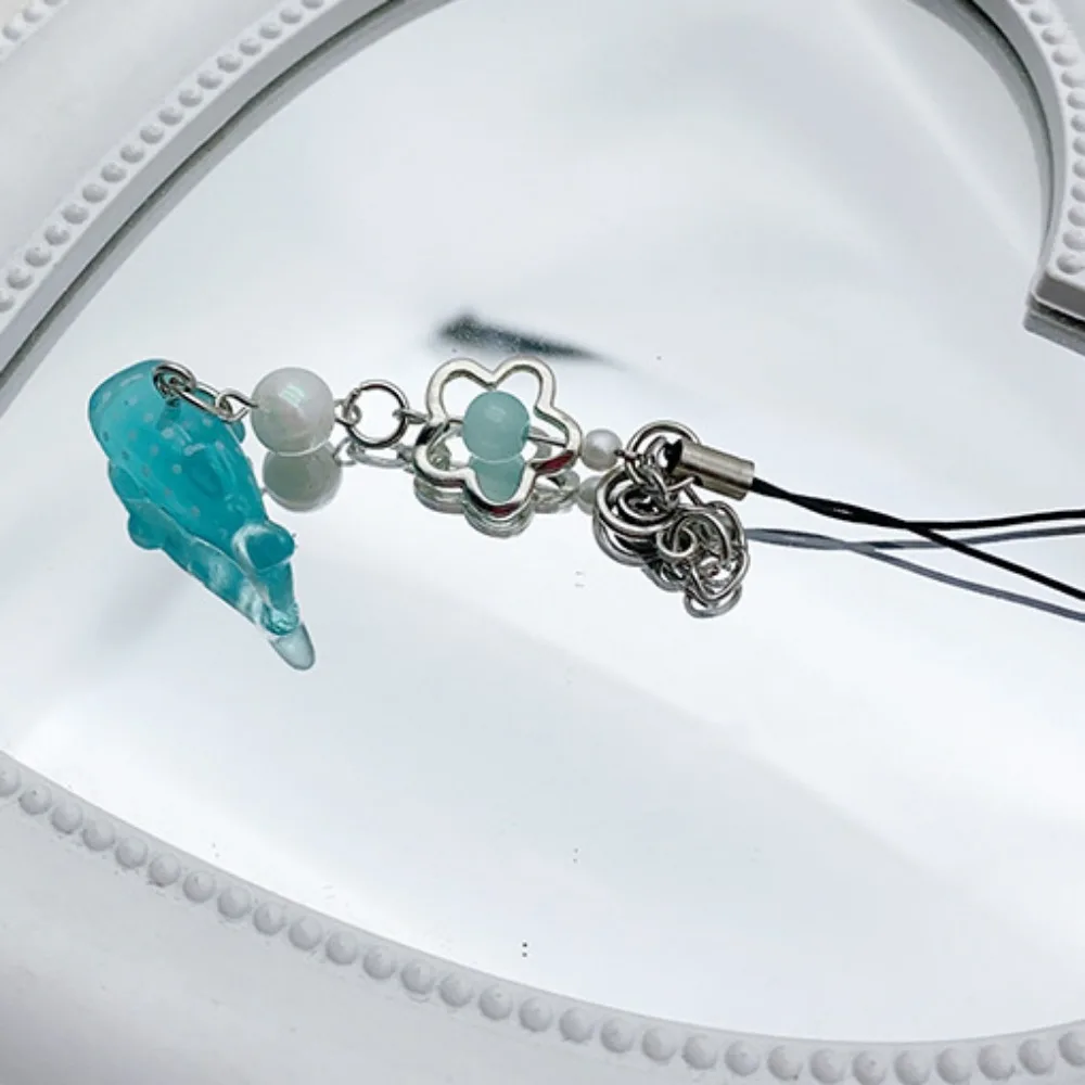 Small Fish Bead Pendant Phone Charm Hangings Rope Sweet Phone Chain Strap Bag Decoration Lanyard Keychain Accessory