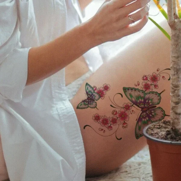 1 szt. Duży kwiat motyla Tymczasowy tatuaż Lady Body Art Naklejka Wodoodporna