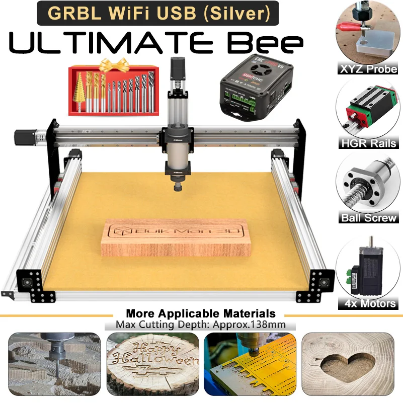 21%OFF BulkMan 3D ULTIMATE Bee CNC Router Complete Full Kit Upgraded Ball Screw Milling Machine 500x750mm to 1500x1500mm