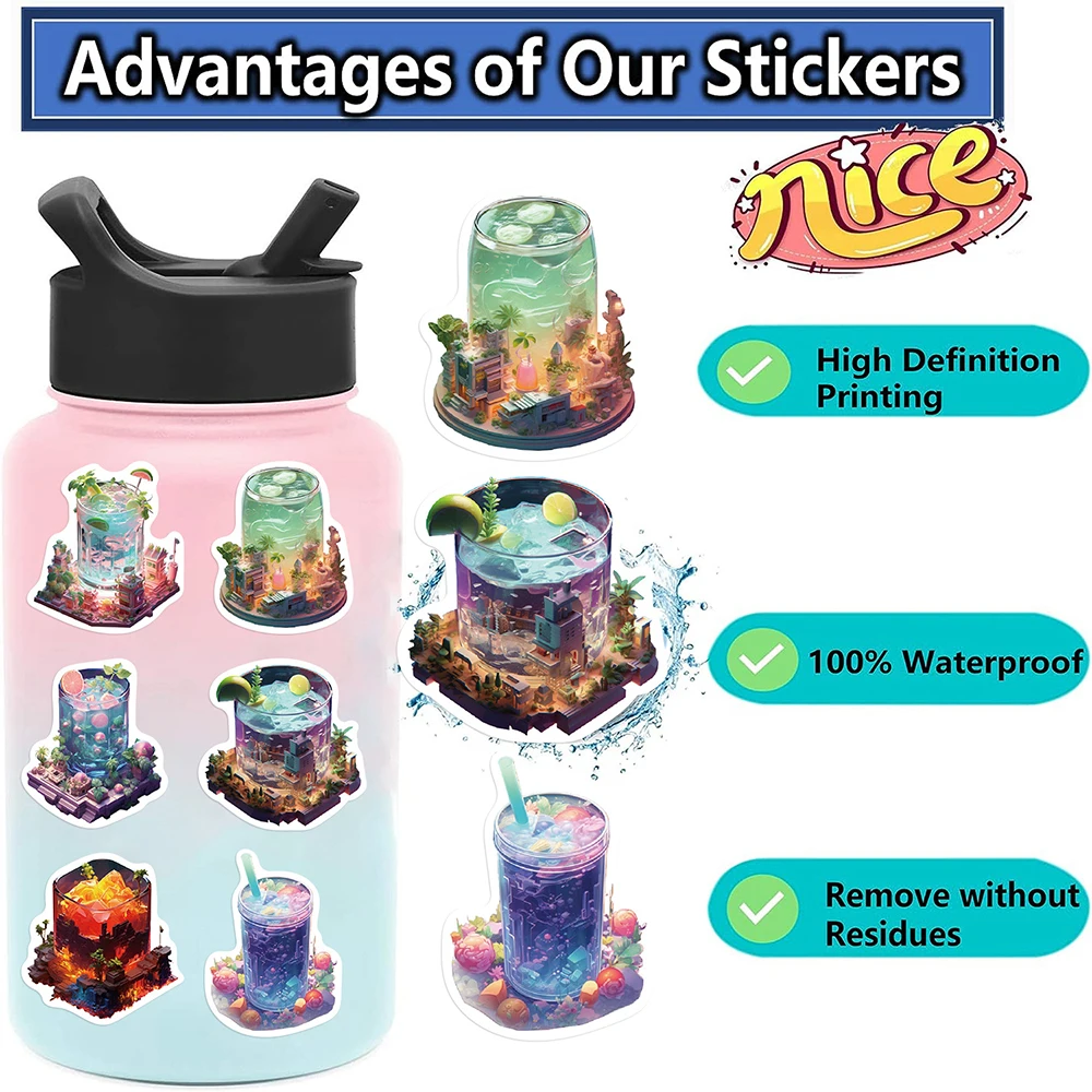 10/30/50 Stuks Schattige Ins Stijl Kunst Drankjes Wereld Stickers Cartoon Diy Fiets Reisbagage Graffiti Grappig Kind Speelgoed Sticker Cadeau