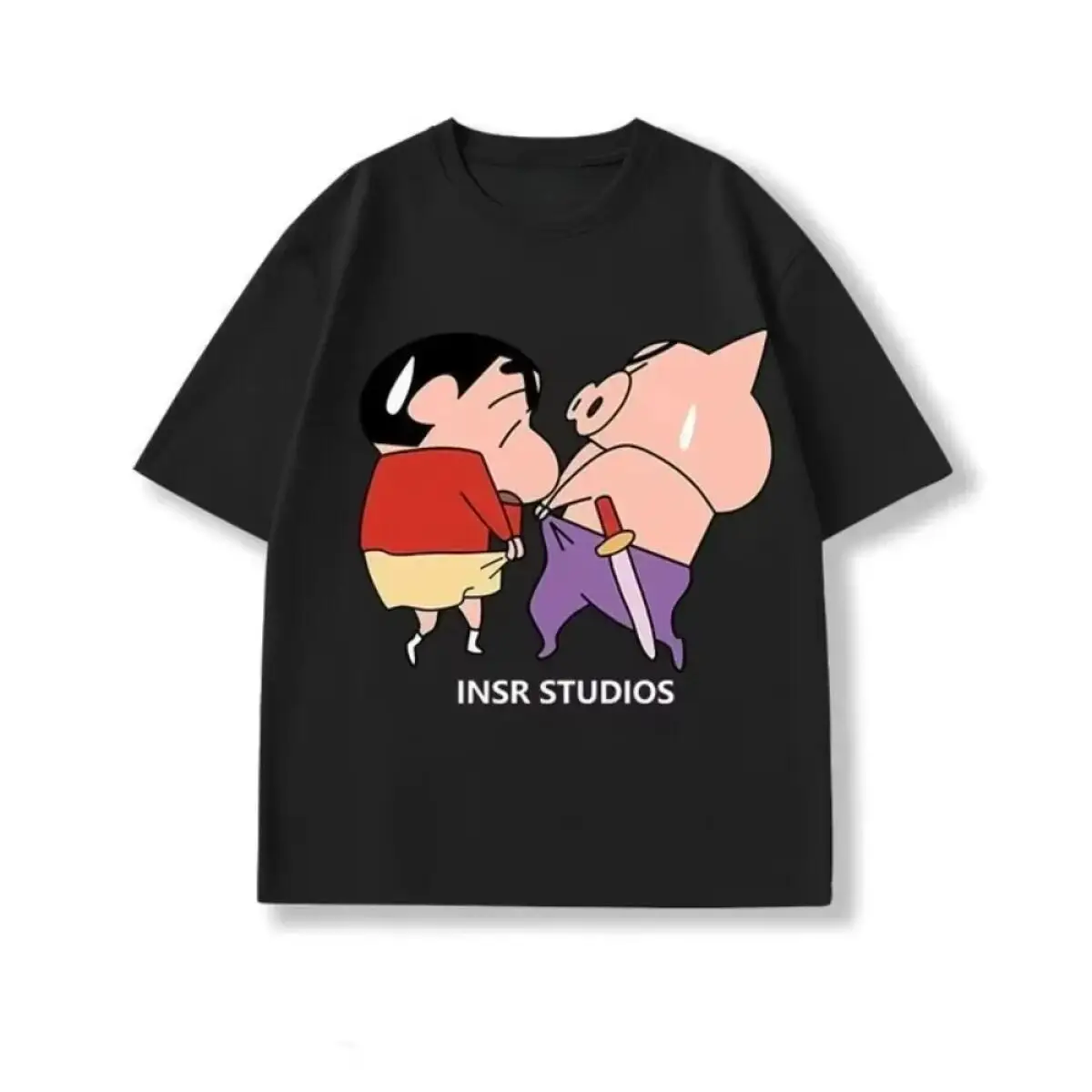 Crayon Shin Chan Shinnosuke Funny Print T Shirt Men Women Oversized Cartoon Graphic Short Sleeve Casual Tee
