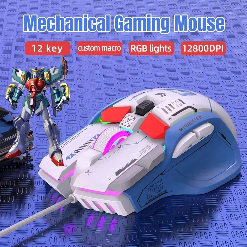 G6 Mechanical Gaming Mouse Wired 2.4G Bluetooth Tri Mode Charging RGB Macro-programmable Ergonomic Mice E-sports Office PC Gifts