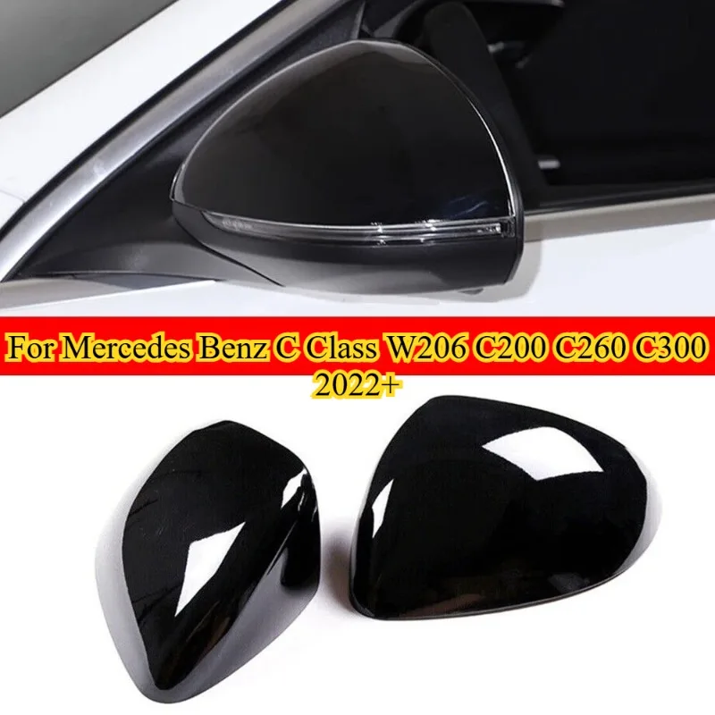 

Carbon Fiber/Glossy Black Replacement Rearview Side Mirror Cover Cap for For Mercedes Benz C Class W206 C200 C260 C300 2022+