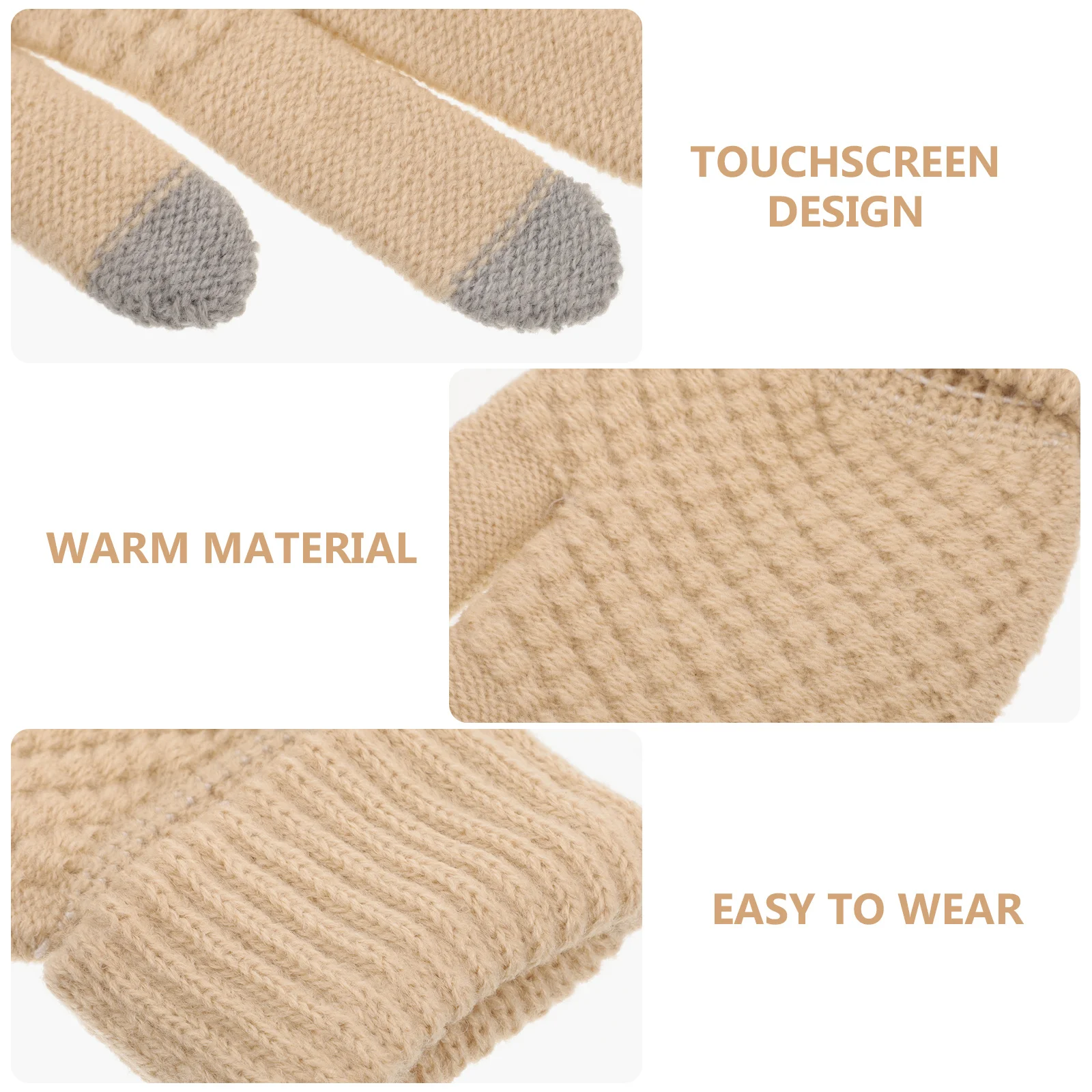 

Thickened Warm Winter Gloves Touchscreen Fleece Cold Weather Protection Black Beige Acrylic Women's Cycling Gloves for cold